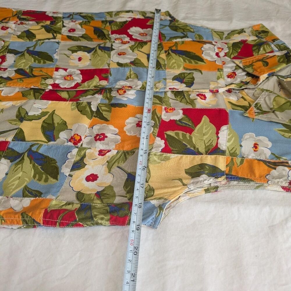 Liz Claiborne Lizwear Floral Patchwork Sleeveless Button Up Shirt Size M - Picture 5 of 7